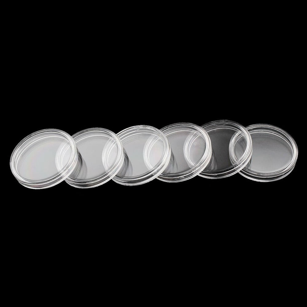 100Pcs Clear 32mm Coin Storage Boxes PS Capsules Portable Round Coin Holders
