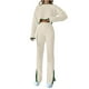 thumbnail image 2 of Puntoco Jersey de punto de invierno en contraste para mujer con suéter corto de cuello redondo y pantalones divididos conjunto de dos piezas Puntoco Puntoco-8999, 2 of 9