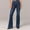 Dark Blue, variant on Women's Plus Size Stretchy Bell-Bottoms High Rigid Waist Solid Color Jeans Full Elastic Flare Pants ,Blue