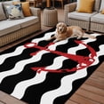 thumbnail image 5 of Outdoor Rug 5x8ft Nautical Anchor Large Area Rug Black and White Wave Stripes Indoor Outdoor Carpet Outdoor Rugs Mats for Patio Camping,RV,Front Door, Outside Decor, 5 of 9