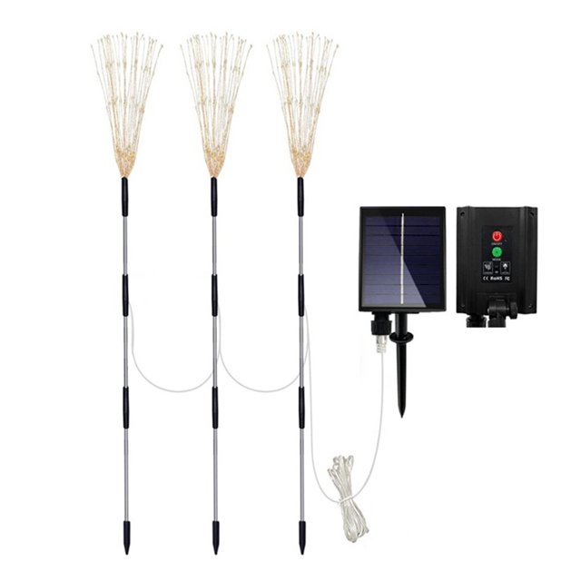 Luz De Fuegos Artificiales 1 Drag 3 Solar Firework Ground Plug Light 8 modos para jardín (luz colorida) Ehuebsd Para estrenar