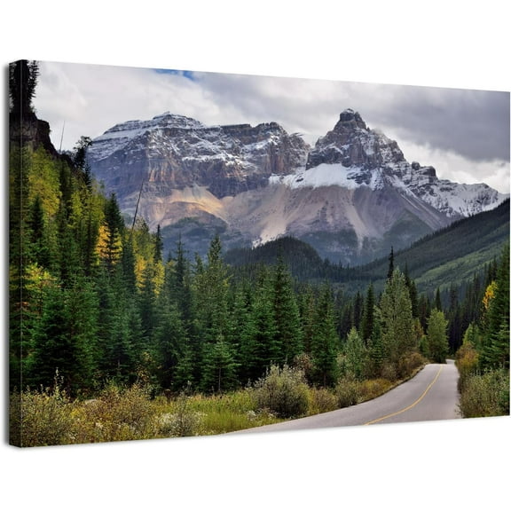Aaheei Rocky Mountain Wall Art Yoho National Park Posters Nature Forest Wall Decor Mountains Highway Landscape Canvas Pictures Forest Scenic Prints Artwork for Living Room Bedroom Home Decoration