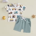 thumbnail image 2 of kpoplk Newborn Baby Boy Short Sleeve Crewneck T-Shirt Pull On Shorts 2pcs Clothes Set 0-3 Months(White,18-24 M), 2 of 4