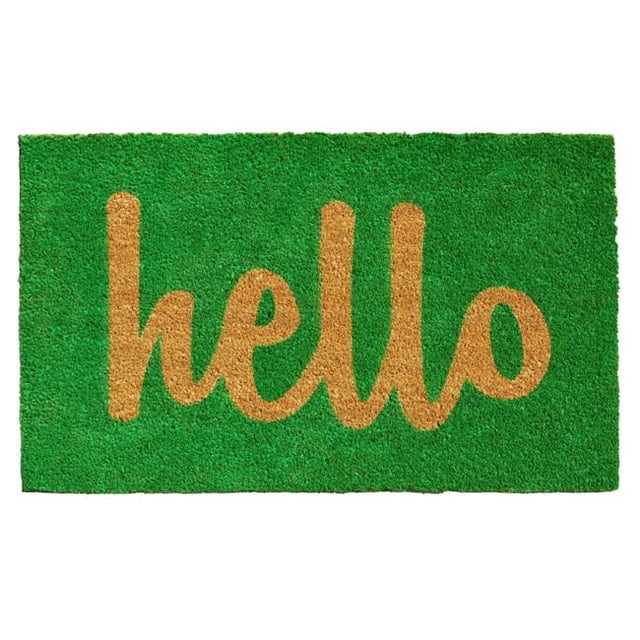 Calloway Mills 100261729GNS 17 x 29 in. Script Hello Rectangular Doormat, Green & Natural