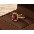 thumbnail image 5 of 3Ct Emerald Cut Simulated Red Garnet Women's Halo Engagement Ring 14K Yellow Gold Plated, 5 of 5