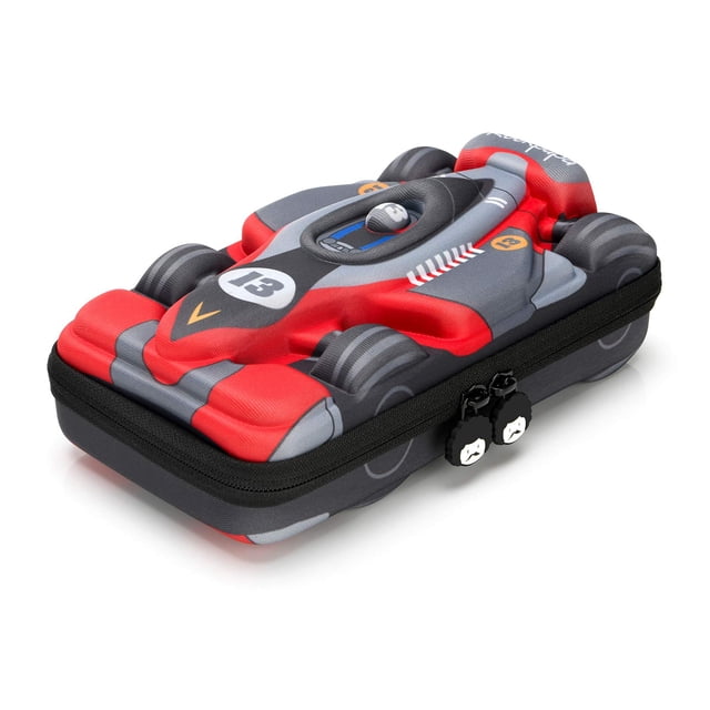 Estuche para lápices Rockpapa, coche de carreras de gran capacidad, para niños, gris y rojo