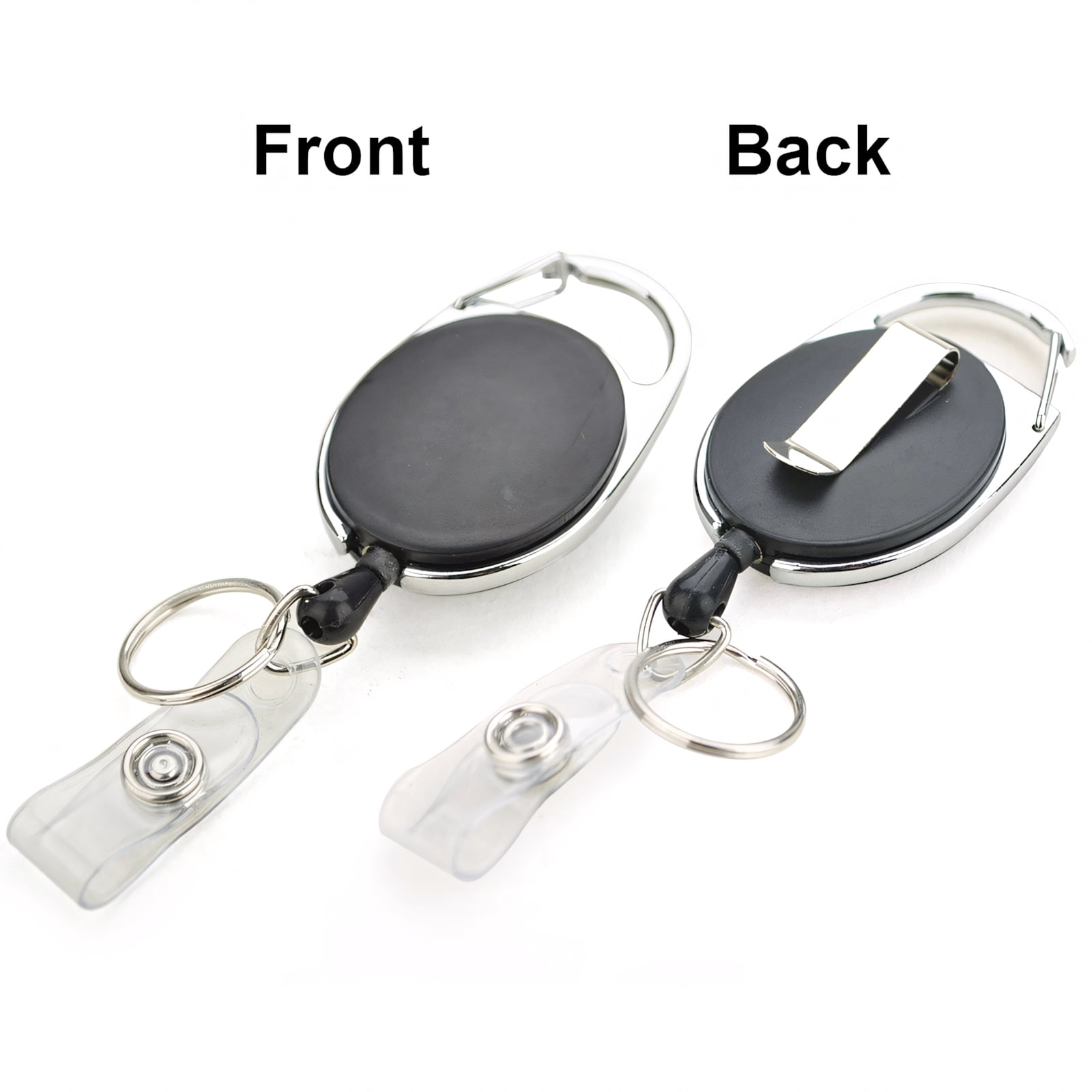 GOGO Carabiner Badge Holder Reels With Back Splint Office Business Card Supply-BLACK200PCS
