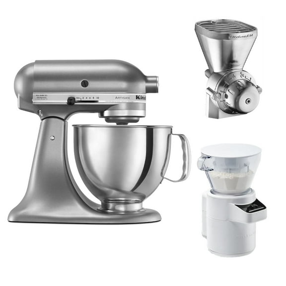KitchenAid 5-Quart Artisan Tilt-Head Stand Mixer | Contour Silver Ultimate Baker's Bundle
