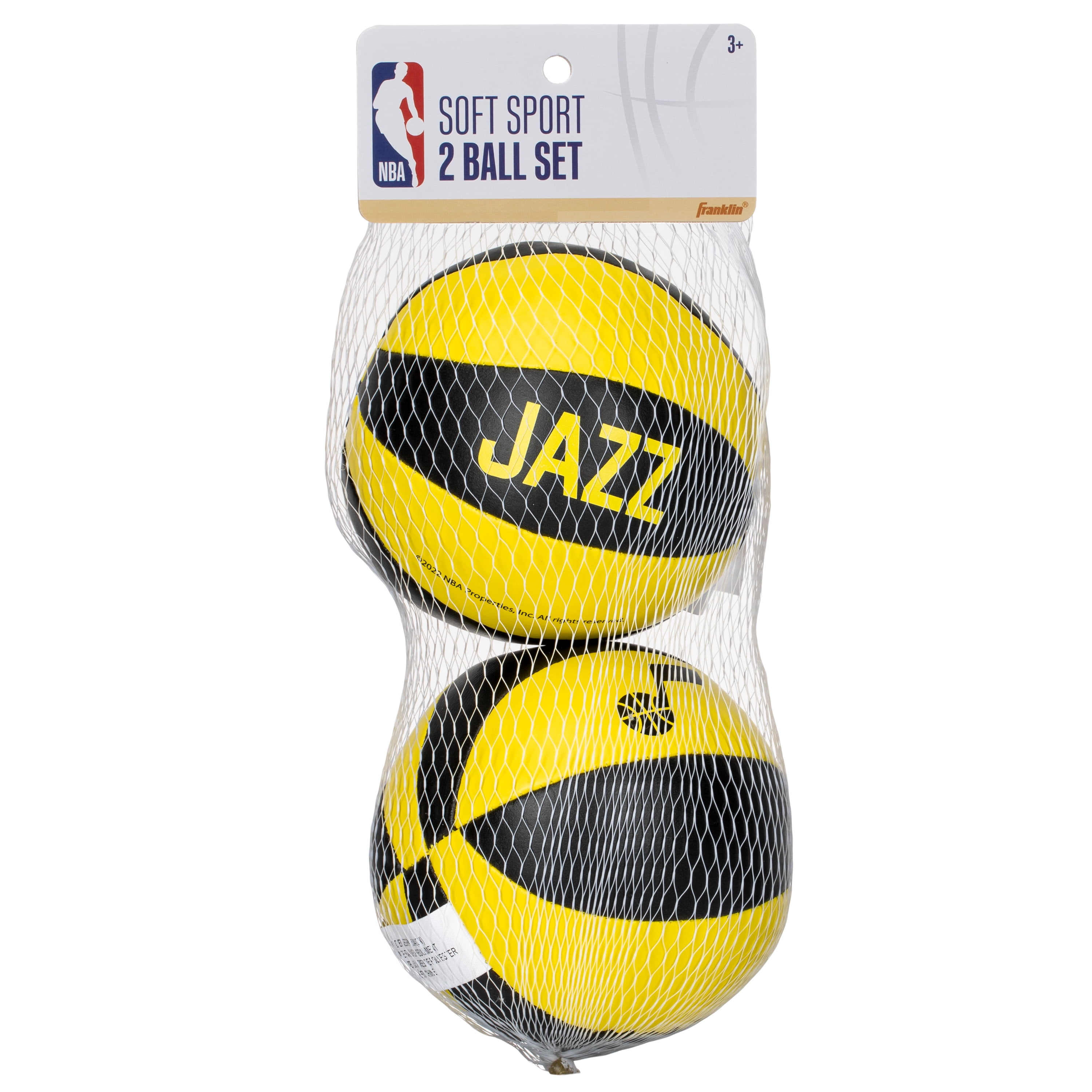 Franklin Sports NBA Utah Jazz Toy Basketballs - 2 Pack of Kids Soft Mini Basketballs for Over the Door + Indoor Hoops - NBA Fan Shop Kids Soft Toy Basketballs - (2) Mini Balls Included