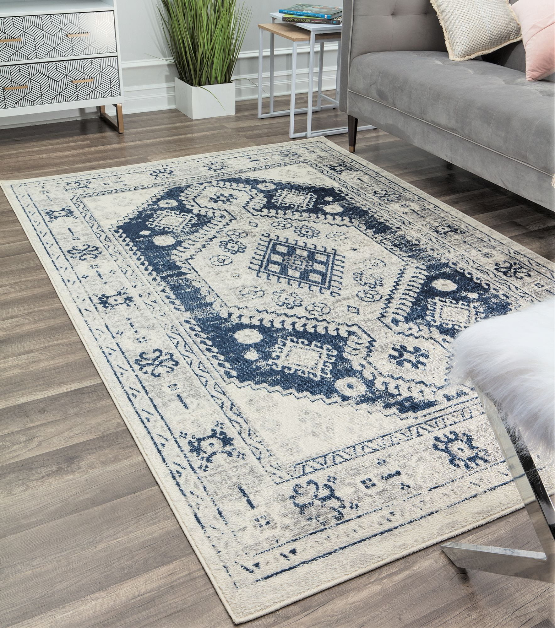 Rugs America Gallagher GL40C Deep Blue Vintage Transitional Area Rug, 8