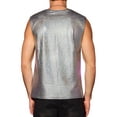 thumbnail image 3 of INSPIRE CHIC Metallic Tank Top for Men's Sleeveless Party Club Shining Vest M Silver, 3 of 6