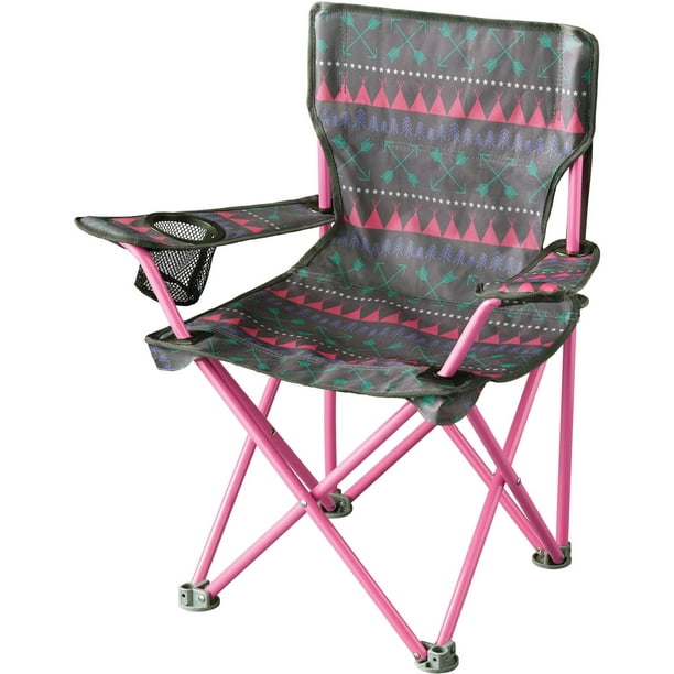 Ozark Trail Kids Quad Camping Chair, Brown and Pink