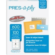 PRES-a-ply 3-1/3 x 4 Inches Laser Labels, White, 600 Count (30604)