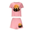 thumbnail image 2 of purcolt Two-Piece Women's Lounge Sets Pumpkin Graphic Short Pajamas Set Halloween Loungewear Holiday Outfits, 2 of 7