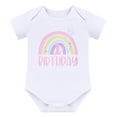 thumbnail image 3 of IDOPIP Baby Girls Boho Rainbow 1st Birthday Outfit Romper + Tutu Skirt with Diaper Cover Tulle Bloomers + Headband 3PCS Cake Smash Dress Clothes Set for Photo Prop 1 Year Rainbow + Flower, 3 of 9