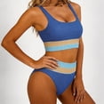 thumbnail image 4 of UTSJKR Women's Colorblock Ribbed High Waisted Bikini Set, Square Neck 2 Piece Bathing Suit for Summer Fashion Beach Style Blue M, 4 of 9