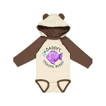 

Inktastic Daddy s Fishing Buddy with Cute Purple Fish Gift Baby Boy or Baby Girl Long Sleeve Bodysuit