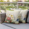 thumbnail image 4 of Watercolor Flowers Strawberry Pillow Covers 2 Pack Yellow Blue Floral Plant Pillowcase Waterproof Outdoor Throw Pillow Cover for Patio Garden Square Cushion 24”x24”, 4 of 9