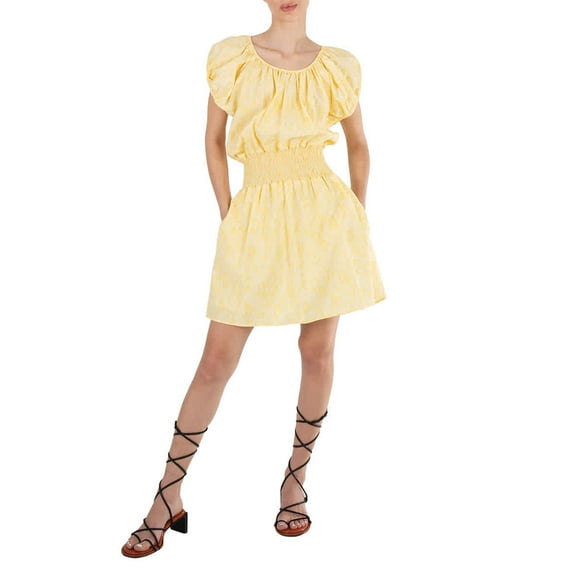 Kenzo Lemon Gingham Snakeskin A-line Mini Dress, Brand Size 36 (US Size 4)