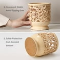 thumbnail image 3 of Farmhouse Kitchen Utensil Holder for Countertop, Ceramic Large Cooking Utensil Crock with Cork Mat, Decorative Rustic Utensil Holder for Kitchen Counter, Hollow Carving Flower, Beige, 3 of 7
