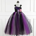 thumbnail image 2 of LIIPEE Girls Dresses Halloween Sleeveless Flower Tulle Ball Gown Princess Sundress Kids Versatile Indoor Outdoor Wear Dress,Purple,10-12 Years, 2 of 8