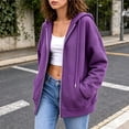 thumbnail image 6 of Women's Full Zip Hoodie Drop Shoulder Long Sleeve Oversized Sweatshirt with Pockets Casual Outerwear, 6 of 8