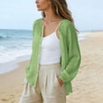 thumbnail image 5 of Gauze Shirts for Women Cotton Linen Beach Cover up Long Sleeve V Neck Button Down Crinkle Breathable Summer Light Green M, 5 of 7