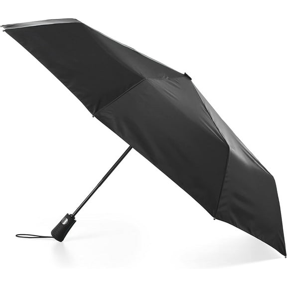 Totes Automatic Open Water-Resistant Foldable Travel Umbrella(Black) 7309