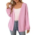 thumbnail image 2 of Lixiuxyad Womens Cardigans Women's Lightweight Cardigan Long Sleeve Casual Knit Sweater Open Front Comfortable Soft Loose Fit Stylish Plain Solid Color,Pink, 2 of 6