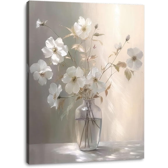 Floral Canvas Wall Art Framed Artwork Modern Flower Prints Wall Decor for Bathroom Bedroom Living Room Home Office Decoration Ready to Hang