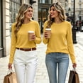 thumbnail image 6 of UDAUDU Sweaters for Women Long Sleeve Lightweight Crew Neck Soft Knit Wool Blend 2026 Fall Winer Business Tops L, 6 of 9