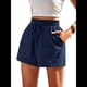 thumbnail image 3 of Pantalones Cortos de para Mujer, Informales, de Verano, de Cintura Alta, con Pierna y Cordón Ajustable, Holgados y Cómodos para la Playa. Azul Oscuro XL, 3 of 7