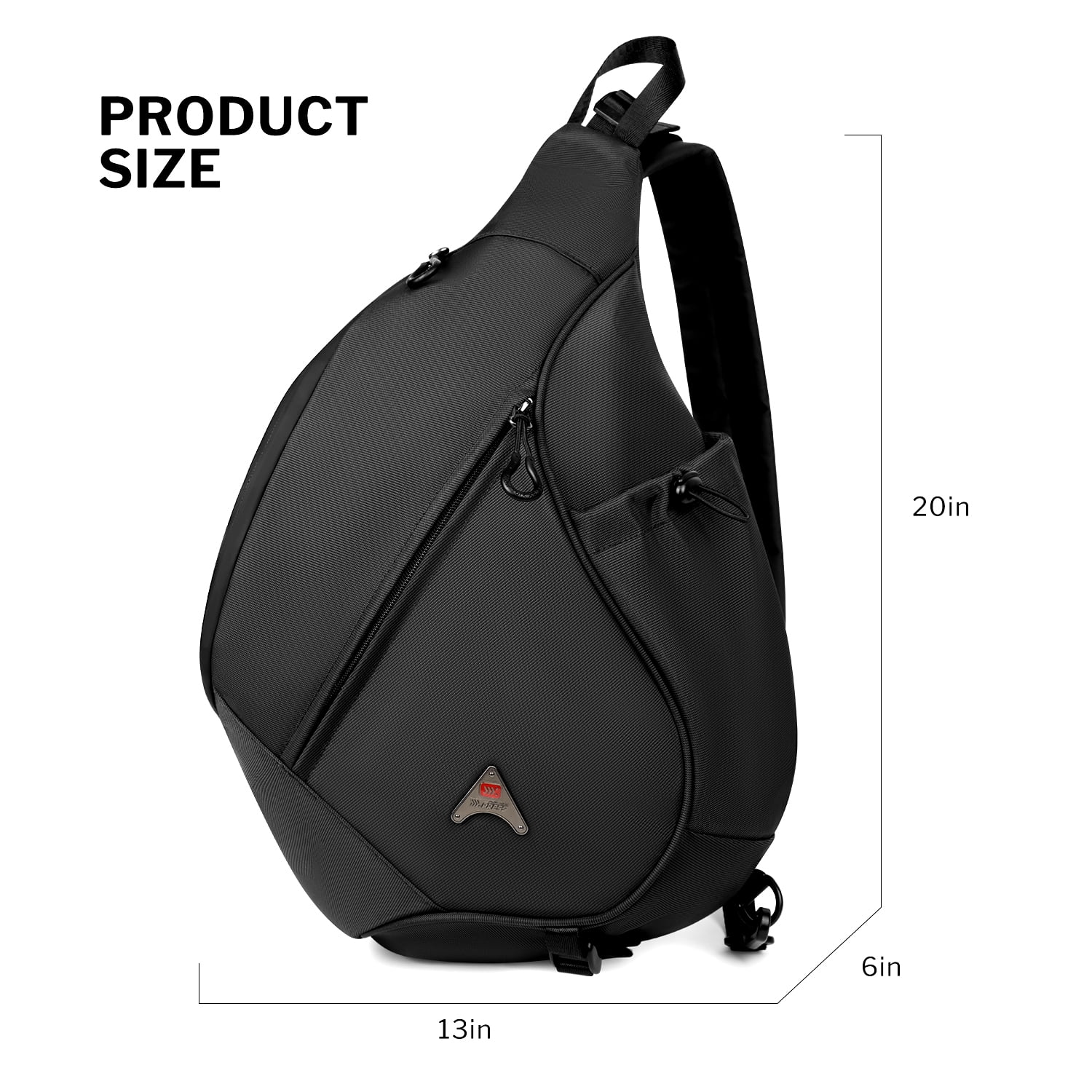 Large Crossbody Sling Bag for Men Waterproof Shoulder Bag One Strap Sling Backpack for Travel,Work,Hiking,Cycling,Daily,602-Black