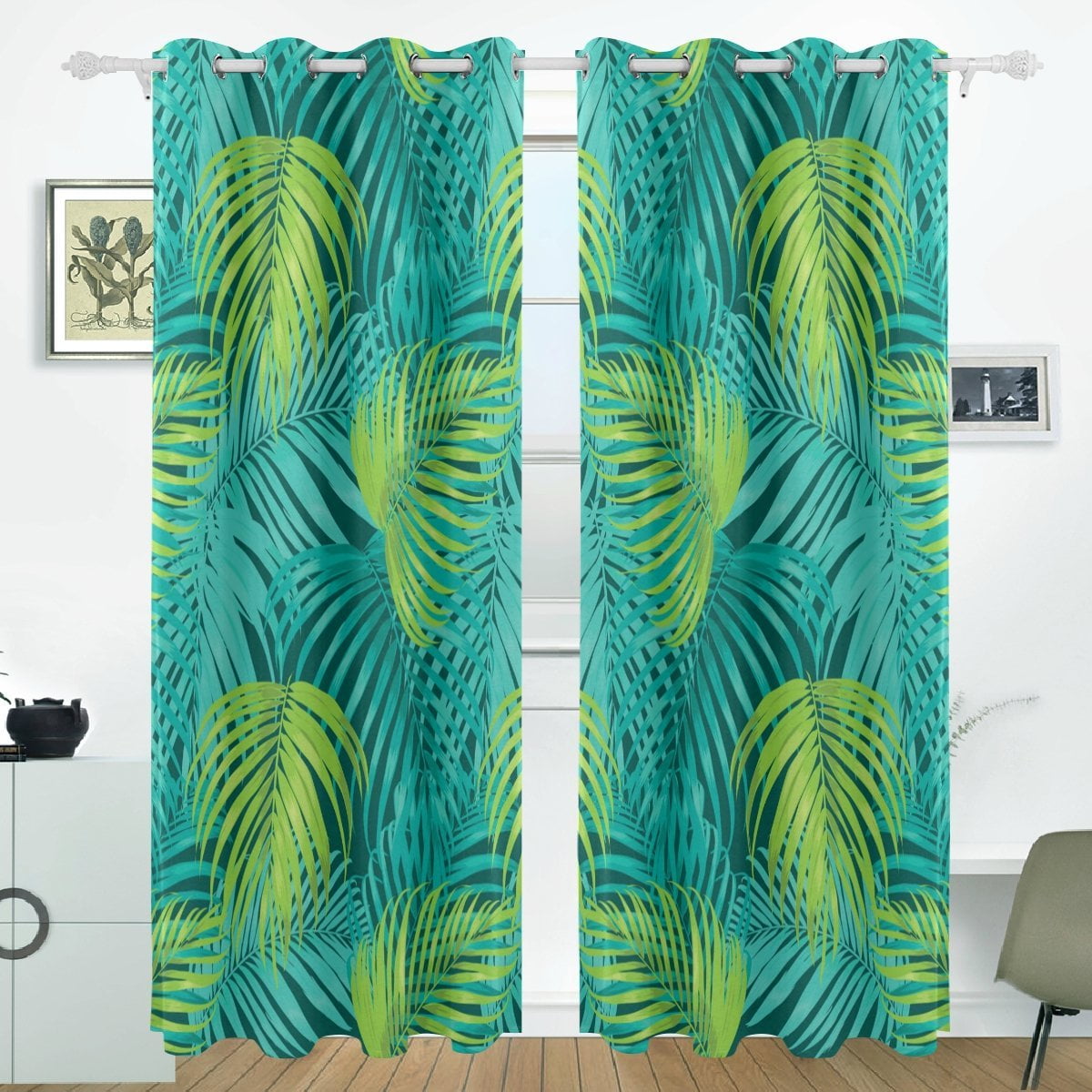 POPCreation Leaf Tropical Pattern Window Curtain Blackout Curtains ...