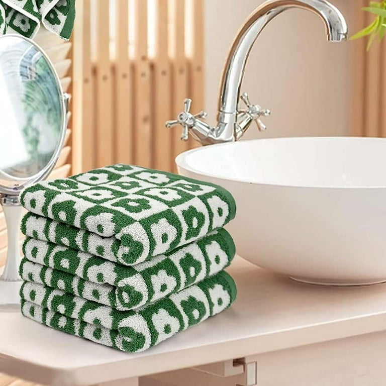 4 Pack Retro Fashion Floral Bath Towel Checkerboard Fashion Bath Hand Towel Summer Home Decor Green Walmart