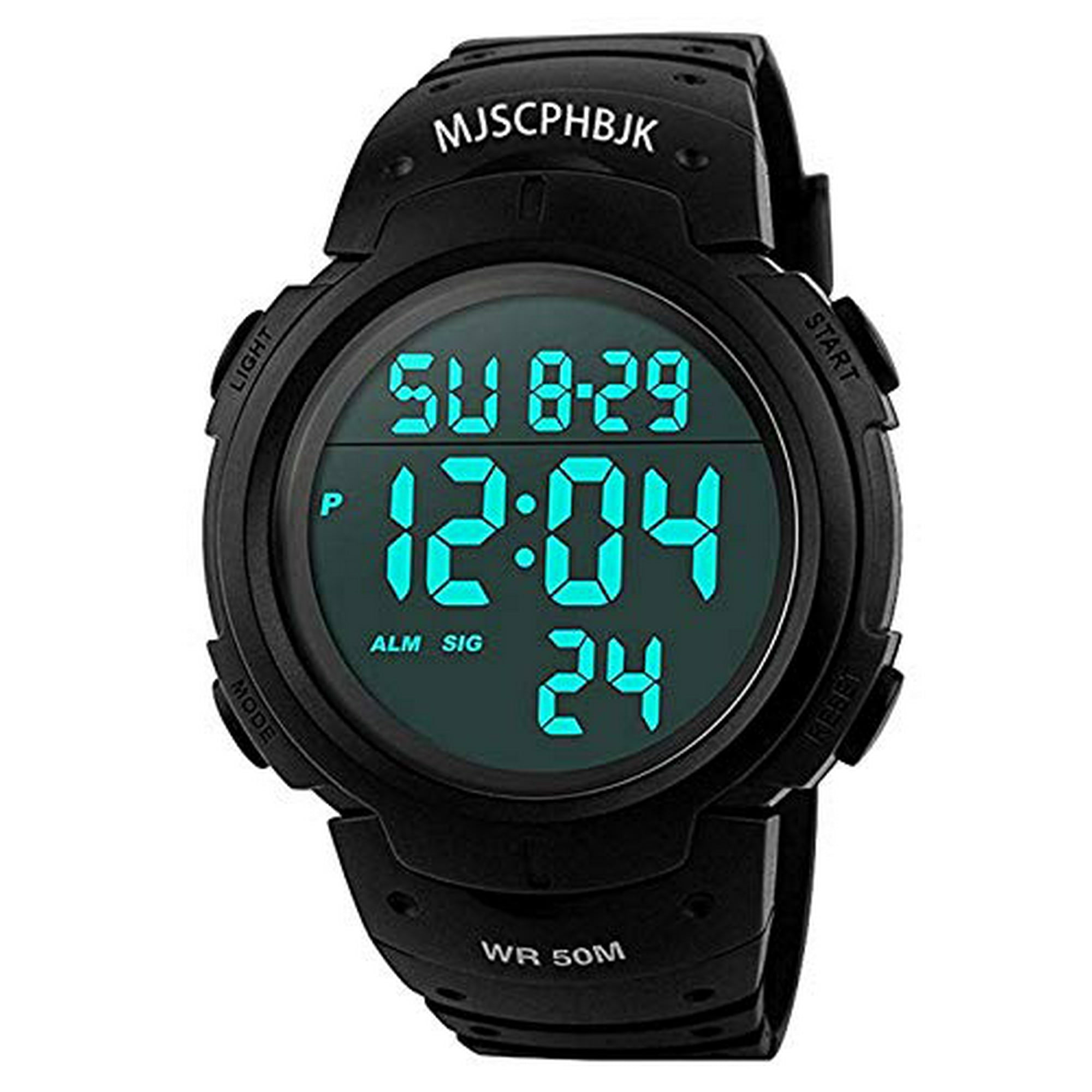 SKMEI MJSCPHBJK Mens Digital Sports Watch Waterproof LED Screen Large Face Military Watches and Heavy Duty Electronic Simple Army Watch with Alarm Stopwatch Luminous Night Light Black Walmart