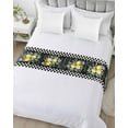 thumbnail image 5 of Xipuska Summer Lemon Bed Runners for Cal King Size Bed, Decorative Bed Throws for Foot of Bed, Vintage Black Plaid Blue Spring Floral Bed Runner Sofa Throw Bedding Scarf Slipcover for Bedroom, 5 of 6