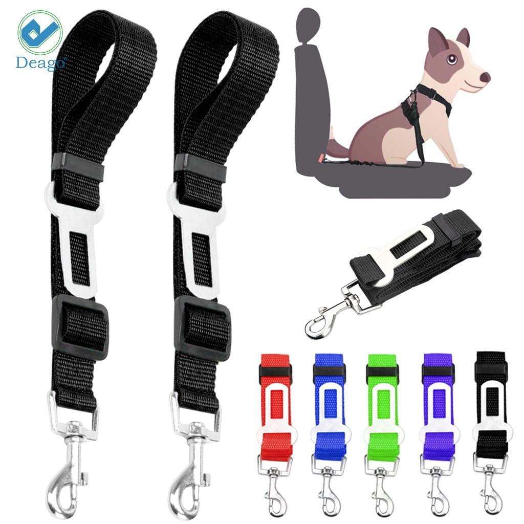 Deago 2 Packs Adjustable Pet Dog Cat Car Seat Belt Safety Leads Vehicle Seatbelt Harness Leashes