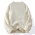 thumbnail image 5 of Aueoeo Oversized Sweater, Soft Comfy Mens Casual Solid Color Long Sleeve Round-Neck Sweater Fall Winter Knitwear, 5 of 5