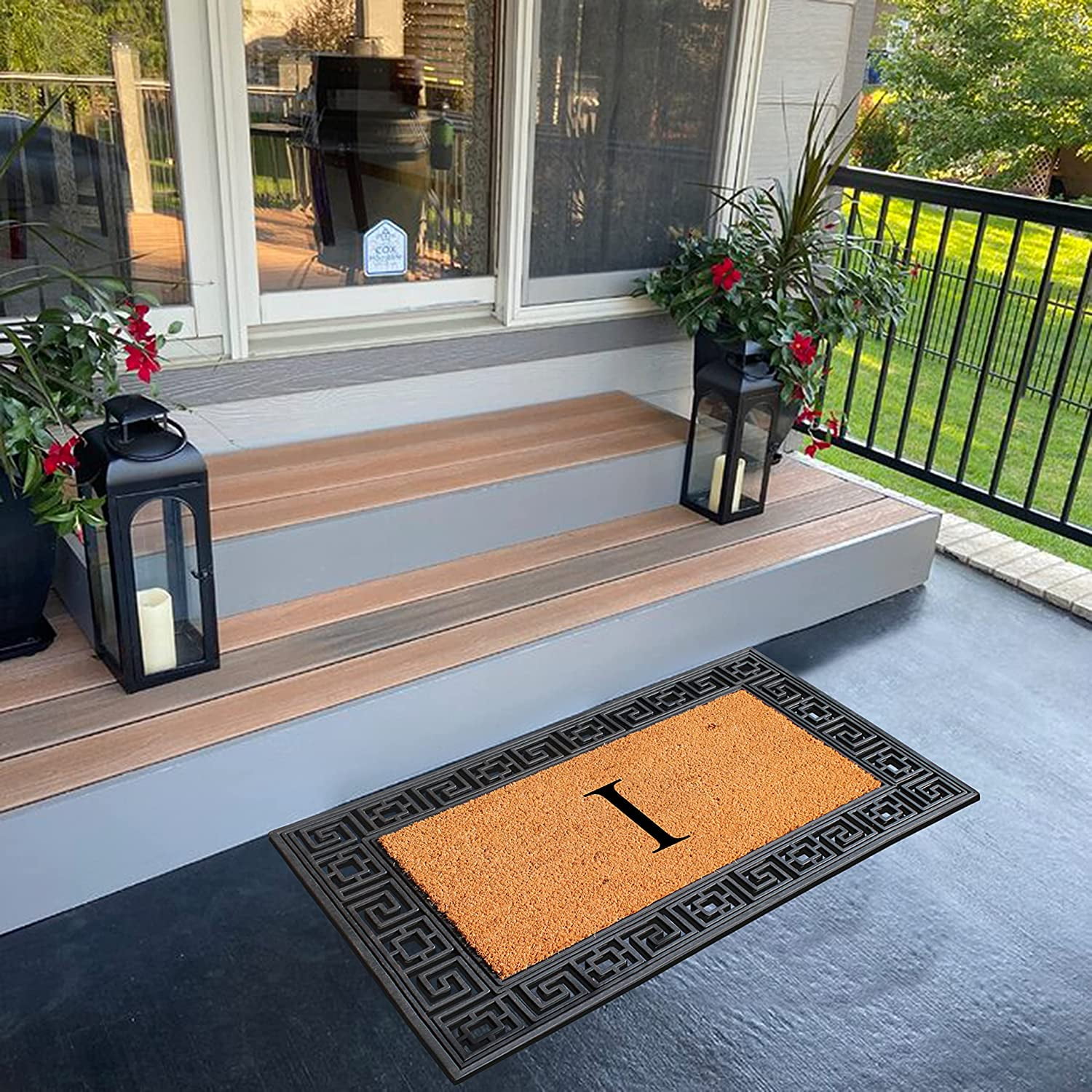 A1HC Natural Rubber & Coir 24x36 Monogrammed Doormat For Front Door, Anti-Shed Treated Durable Doormat for Outdoor Entrance, Heavy Duty, Low Profile, Easy to Clean, Long Lasting Front Porch Entry Rug