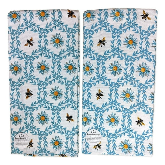 Kay Dee Designs Blossom & Bees Daisy Blue Terry Kitchen Towels, 2 Count