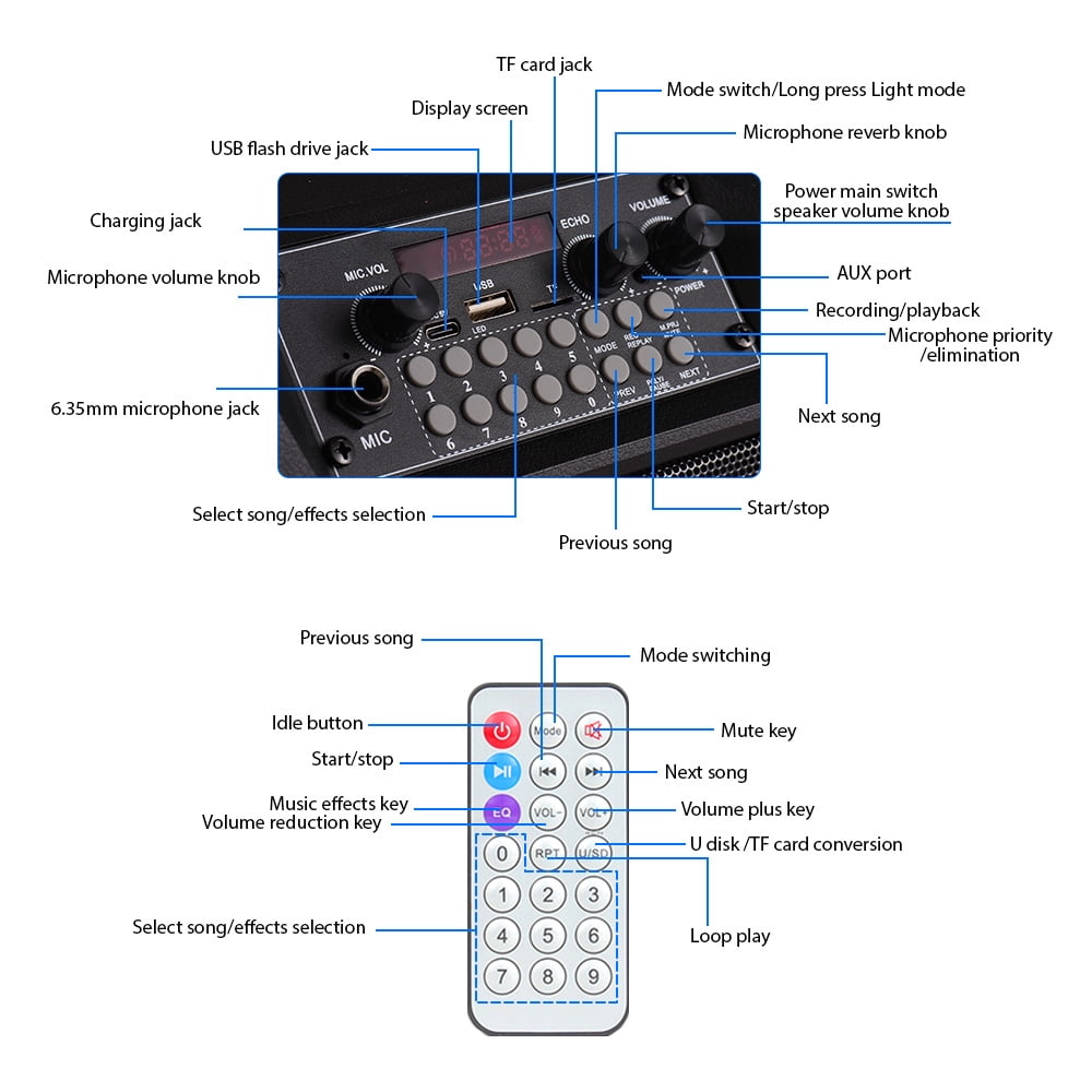 Eccomum Karaoke Machine with 2 Wireless Microphones, Portable Home Speaker System for Adults with RGB Lights for Party