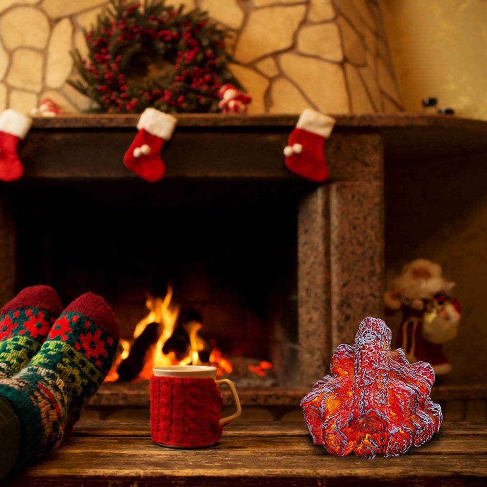 Tuanse 6-Pack Flameless Fireplace Log Lights With Remote - 8.7in Fake LED Fire Wood For Indoor/Outdoor Decor