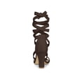 thumbnail image 2 of BLISSFUL STEP Women's Sandals Solid Color Mid Block Heels Lace up Sandals Coffee 5.5, 2 of 7