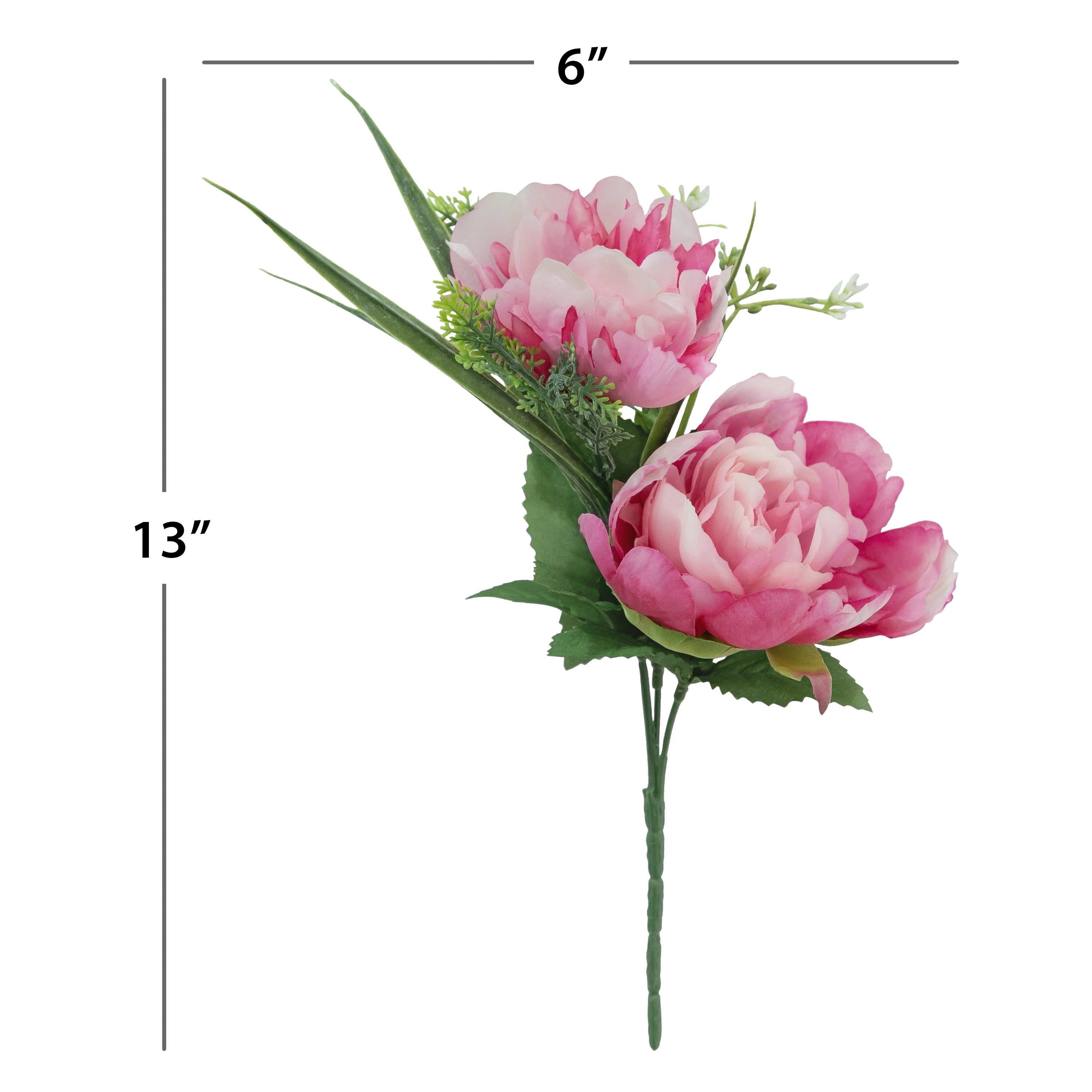 Mainstays 11 in Artificial Silk Pink Peony & Baby's Breath Mixed Pick for Indoor Use