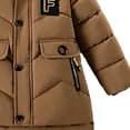 thumbnail image 6 of Boys Mid-Length Winter Padded Coat Thick Fleece Lined Hooded Cotton Jacket Windproof Warm Zip up Parka Outerwear for Big Kids Teen Boys 5-13 Years Old Khaki 9-10Years, 6 of 6