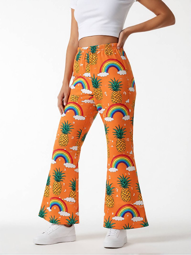 Girls Flare Pants, AI Digital Print Bell Bottoms,All-Season Sizes 3-13Y ...