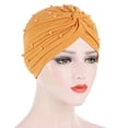 thumbnail image 2 of Women Solid Beading India Hat Muslim Ruffle Cancer Chemo Hat Beanie Wrap Cap, 2 of 9