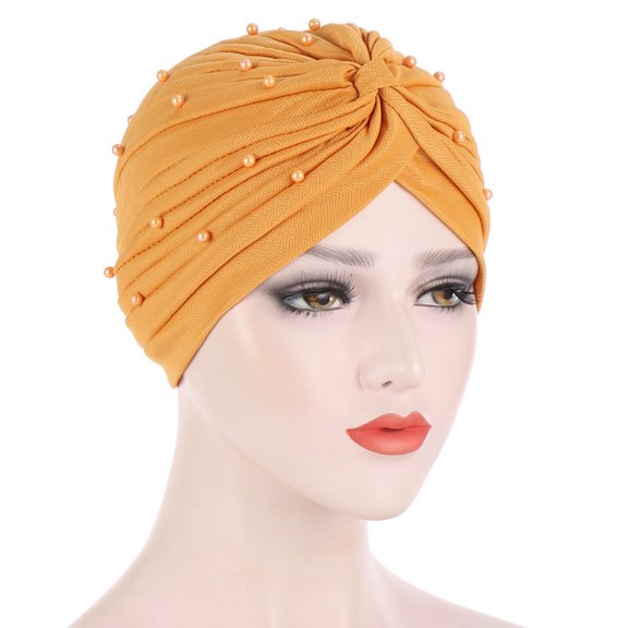 BEFOKA Headscarves for Women Pre Tied Solid Sliper On Caps Headwears Turban Headwrap Knot Pleated Chemo Headwears for Women