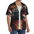thumbnail image 2 of KLL Cool Tiger Print Men's Shirt Short Sleeve Button Down Summer Cuba Beach Shirts- 3X-Large, 2 of 5